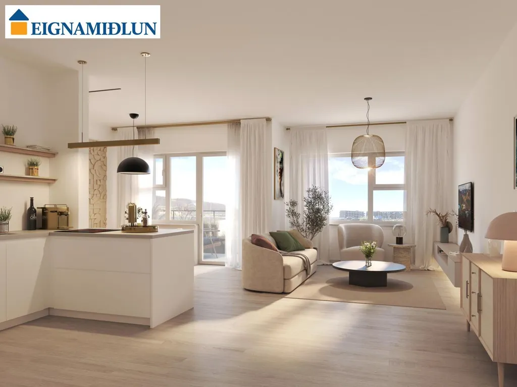 Living Room - Modern Apartment with Elevator in Hafnarfjörður