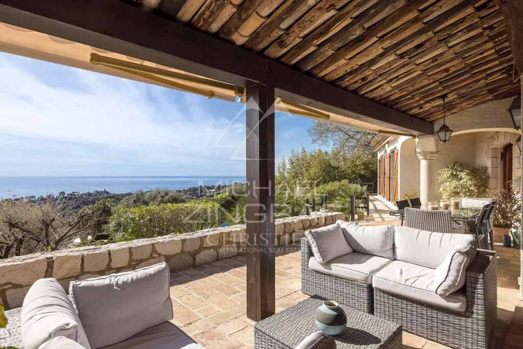 Terrace - Provençal Villa with Panoramic Sea View near Cannes