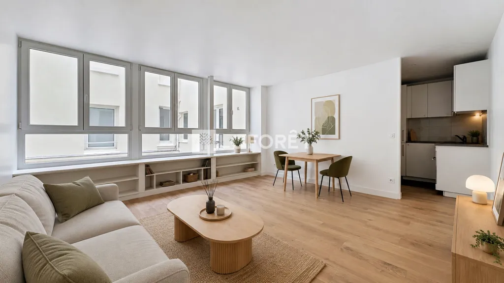 Séjour - Studio Rénové au Centre de Suresnes