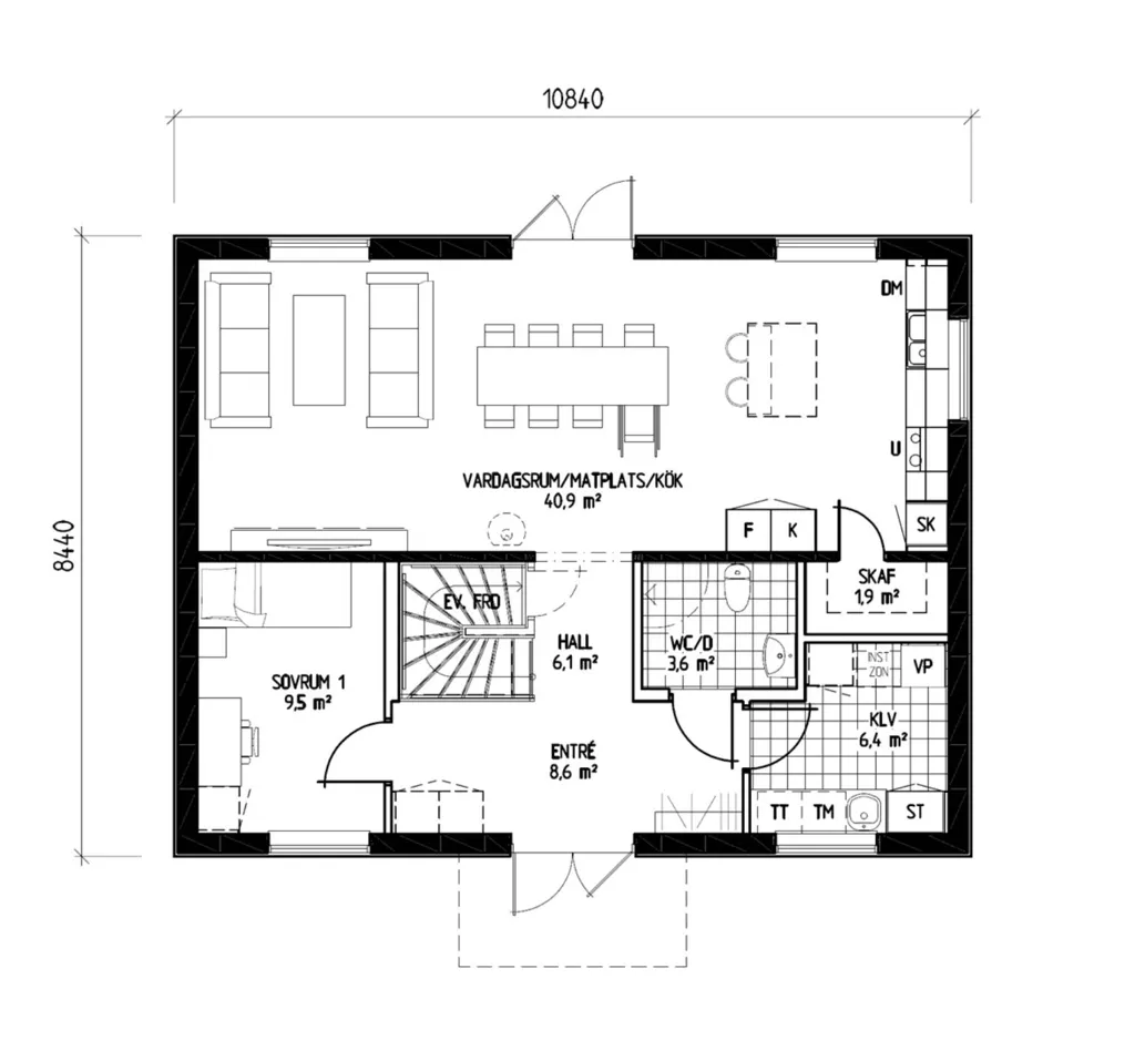 Planimetria - Two-Storey House with Open Plan in Tibro