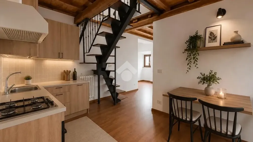 Cucina - Historic Apartments with Piazza View in Bagnaia