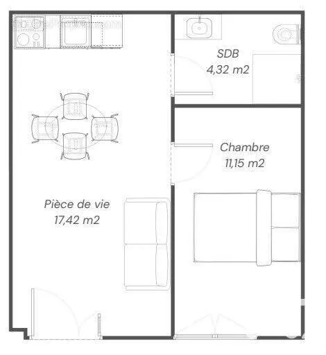 Planimetria - Renovated 2-Bed Apartment in Morlaix