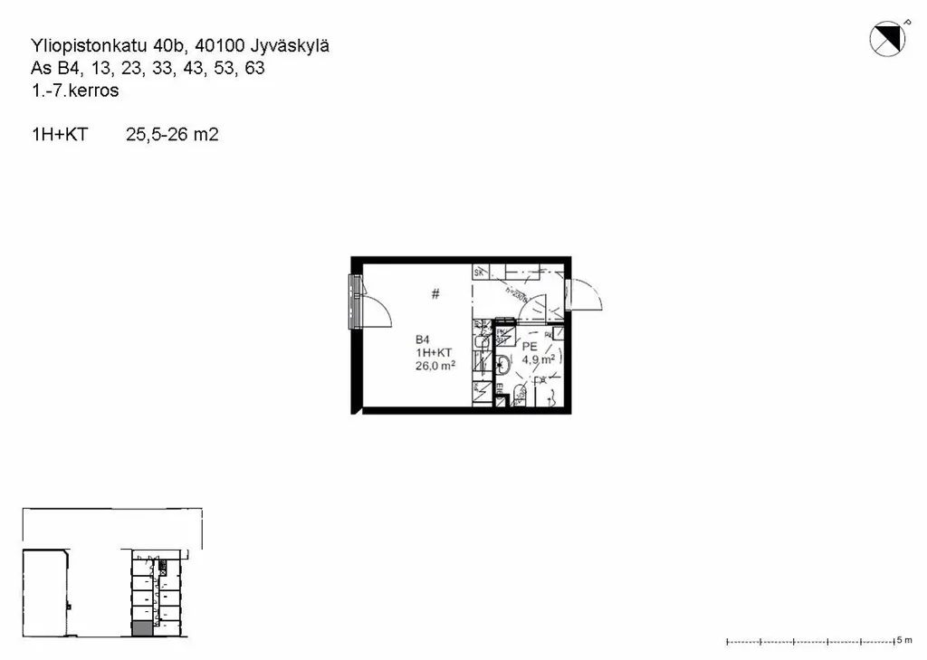 Floor Plan - Compact One-Bedroom Flat with Balcony in Jyväskylä Centre