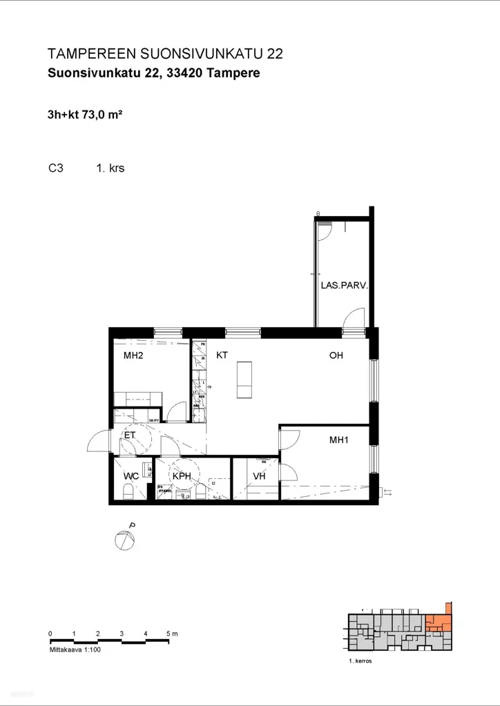 Plan - Modern Apartment with Balcony in Lamminpää, Tampere