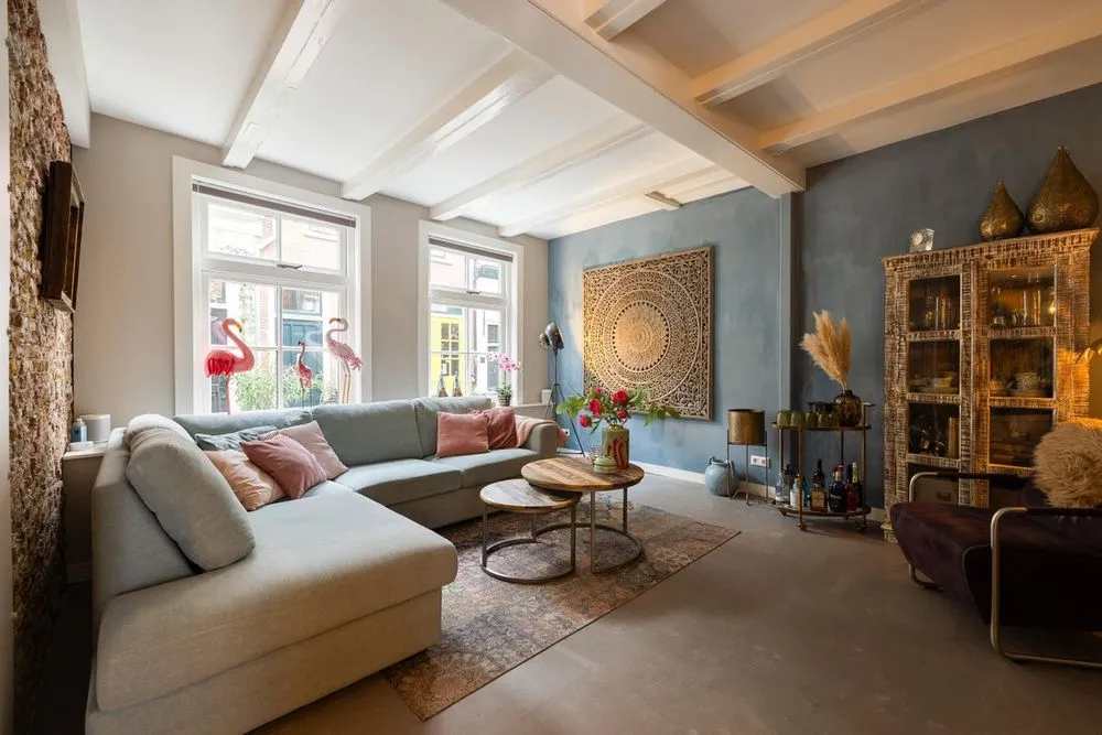 Living Room - Restored House with Courtyard in Haarlem's Historic District