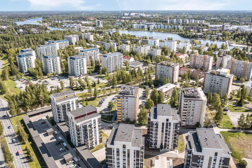 Vue aérienne - Bright Studio with Balcony in Oulu's Tuira