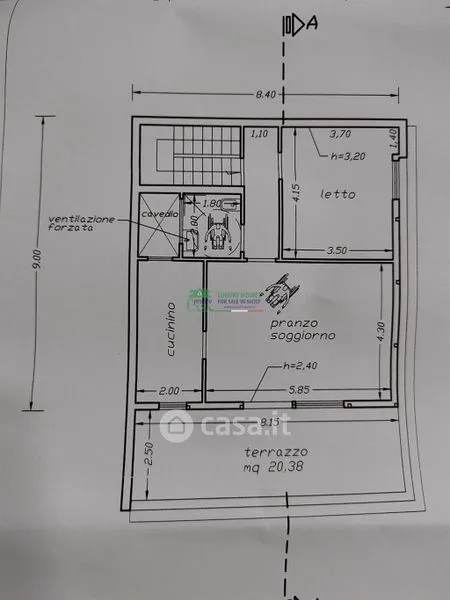 Plan - Studio with Panoramic Terrace in Ragusa