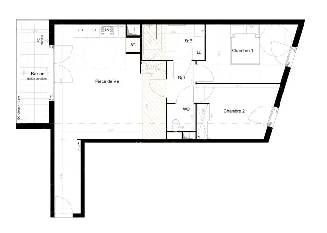 Plan - Appartement 3 Pièces avec Balcon à Mouans-Sartoux