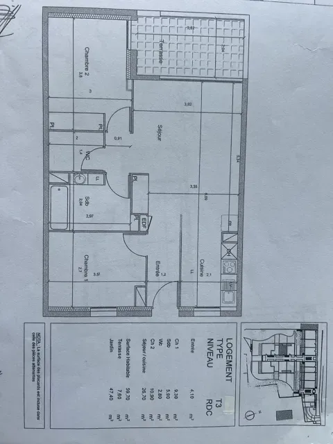 Plan - Appartement T3 avec Jardin à Mérignac