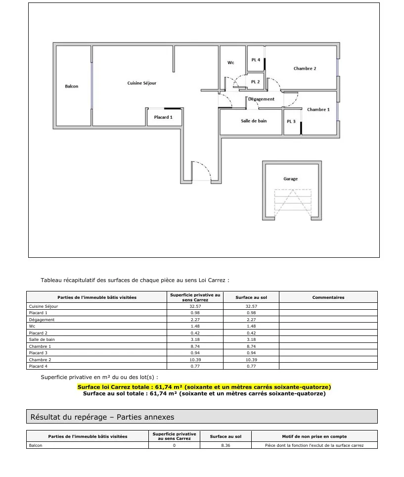 Floor Plan - T3 Apartment with Terrace in Marseille 8th