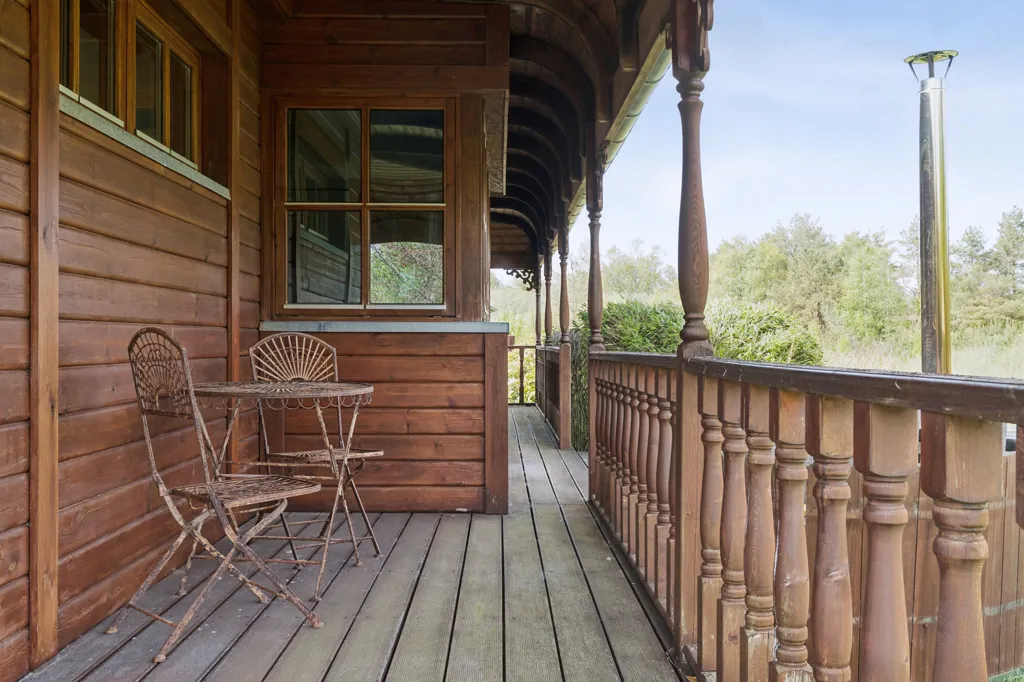 Terrace - Bjelkecottage with Nature View in Jerup