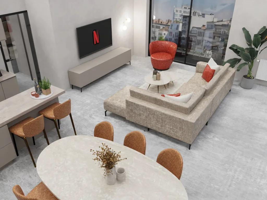 Séjour - Appartement avec Terrasse dans un Cadre Vert à Mol