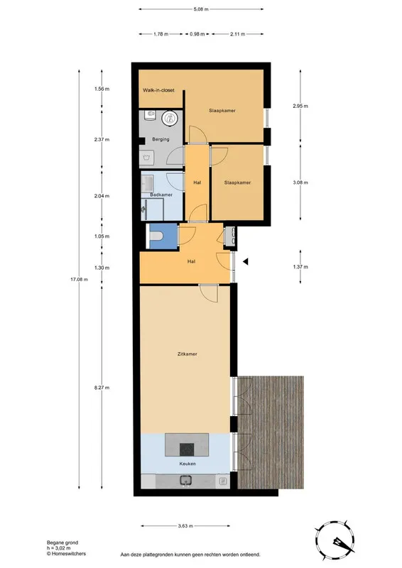 Floor Plan - Modernised Three-Bedroom Flat with Garden in 's-Gravenhage
