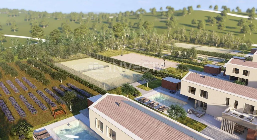 Vue aérienne - Modern Villa with Pool near Labin