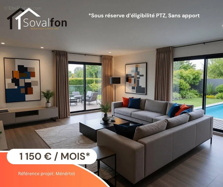 Séjour - Maison 4 pièces à Menetrol
