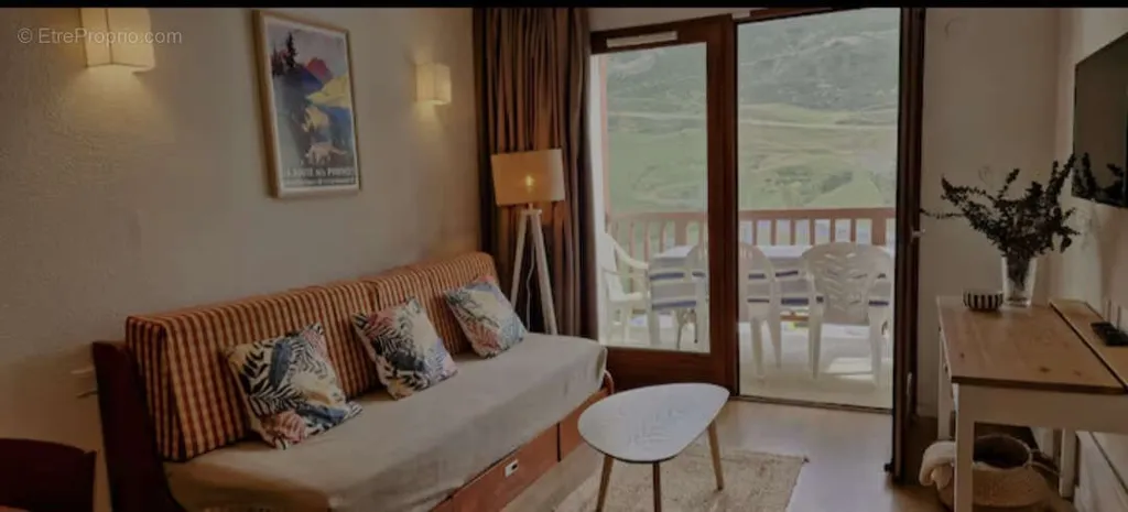 Séjour - Appartement avec Balcon Vue Pistes à la Mongie