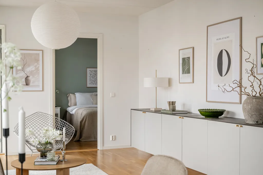 Living Room - Apartment with West-Facing Balcony in Sundbyberg