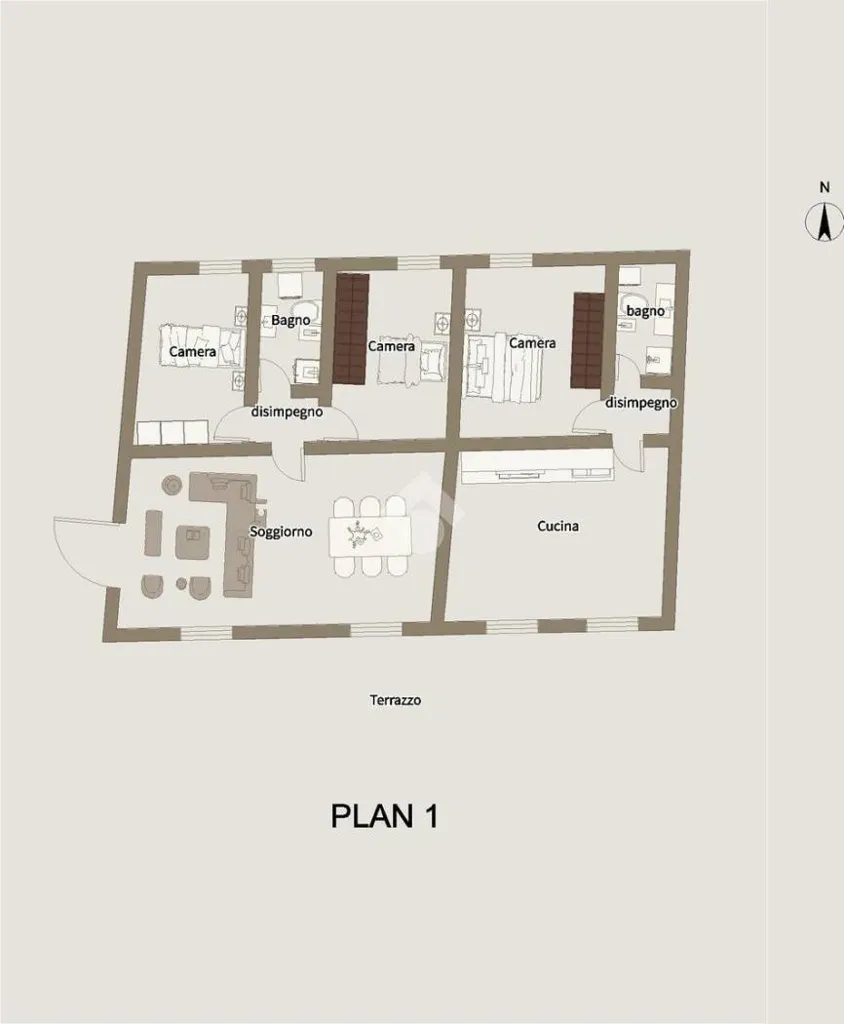 Plan - Historic Apartment with Terrace in Saluzzo