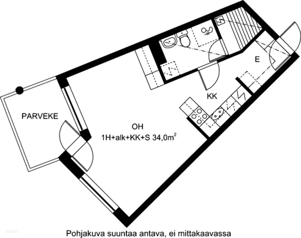 Plan - Modern Studio with Sauna in Vuosaari, Helsinki