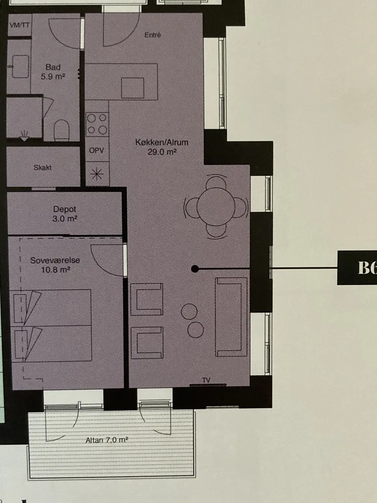Planimetria - Corner Flat with Balcony in Nordhavn
