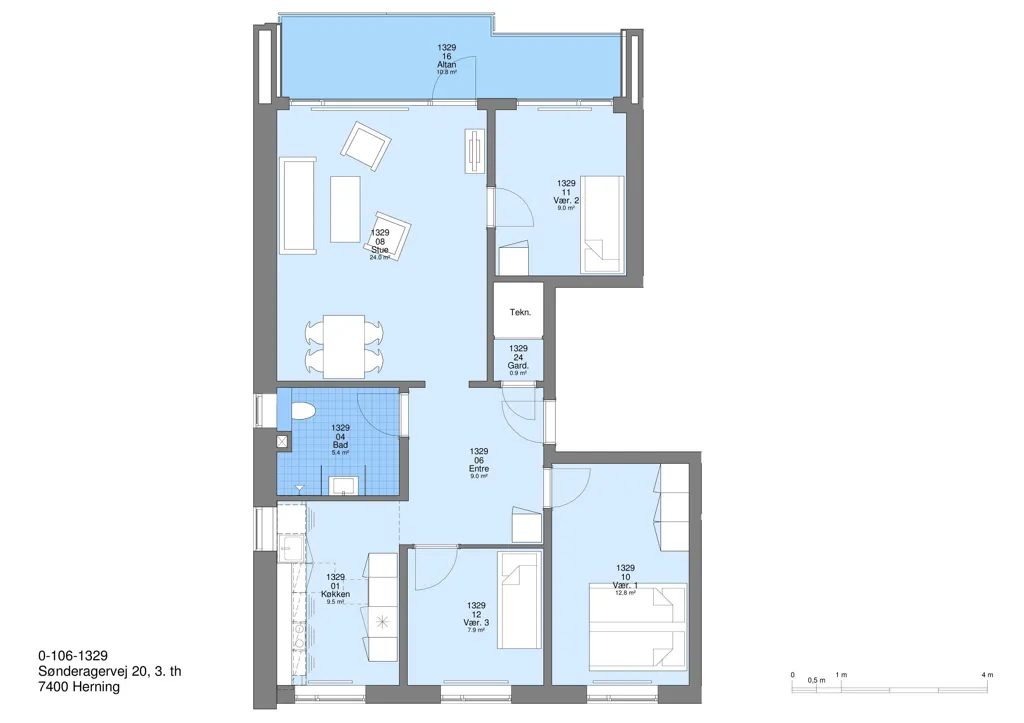 Plaan - Apartment with Balcony in Herning