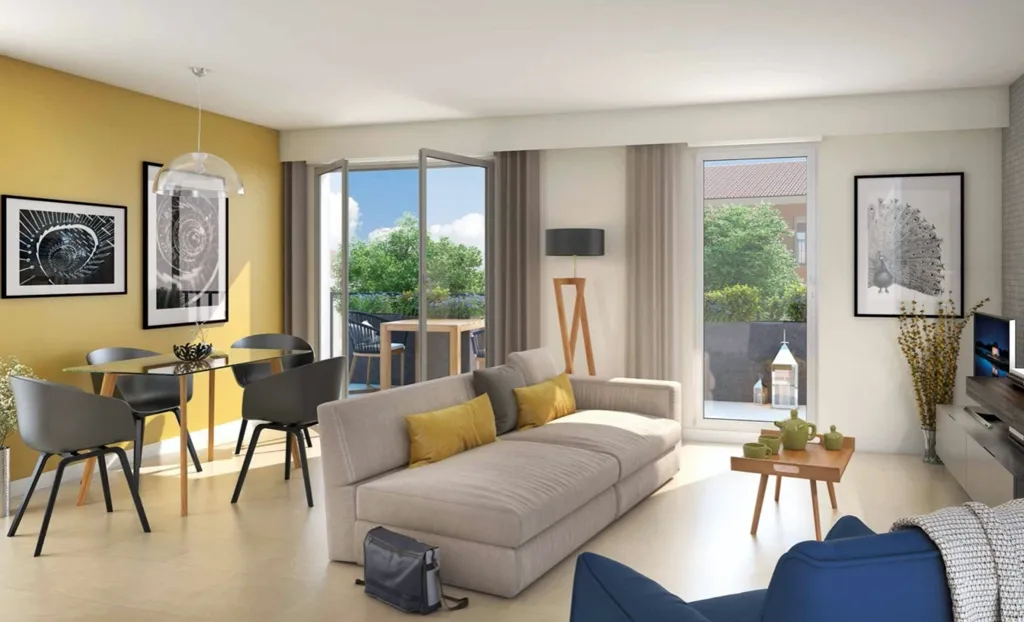 Living Room - 3-Bed Apartment with Balcony in Val d'Europe