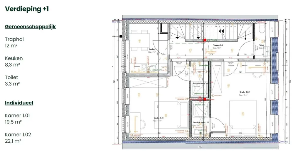 Plan - Appartements Étudiants Neufs à Kortrijk