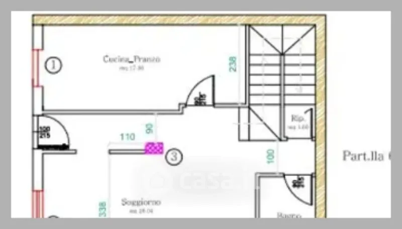 Plan - Apartment with Balcony and Terrace in Assemini