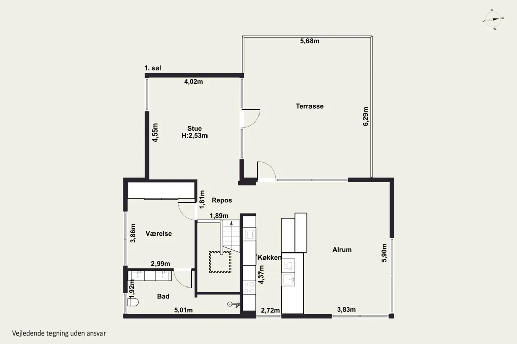 Plan - Funkis Villa with Panoramic View in Mårslet