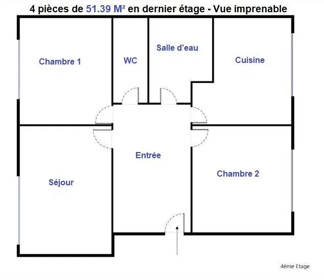 Floor Plan - 3-Piece Flat with View in Rueil-Malmaison