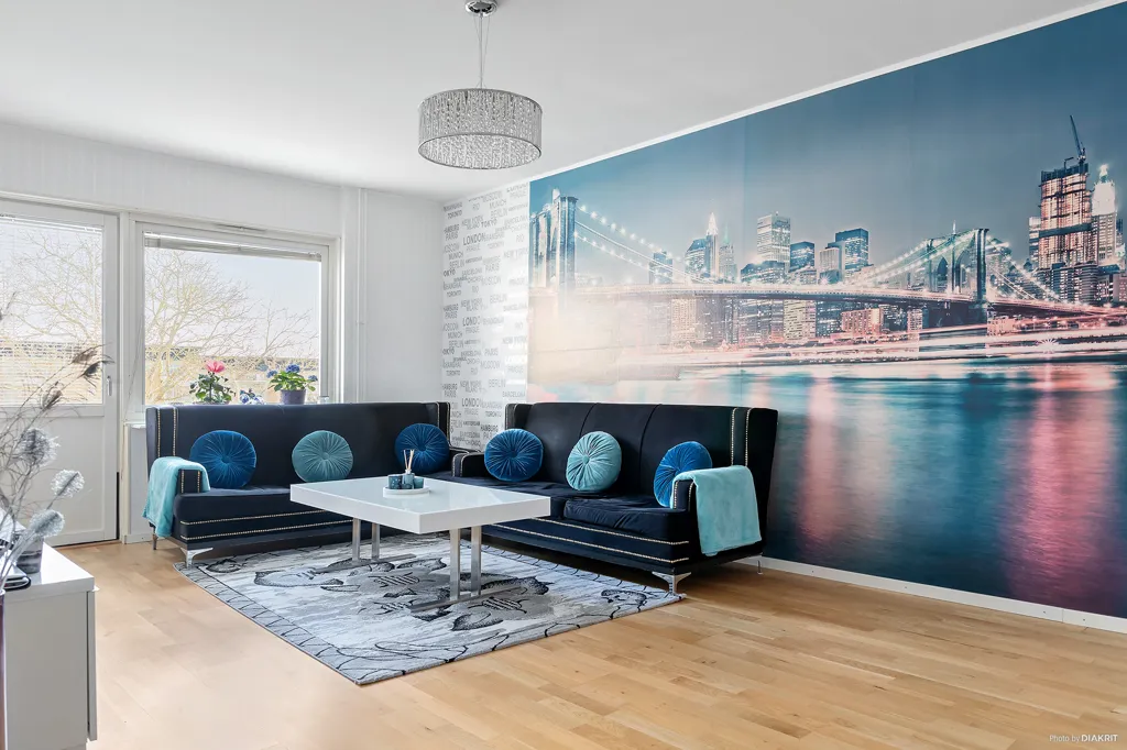Living Room - Two-Bedroom Flat with Glazed Balcony in Åstorp