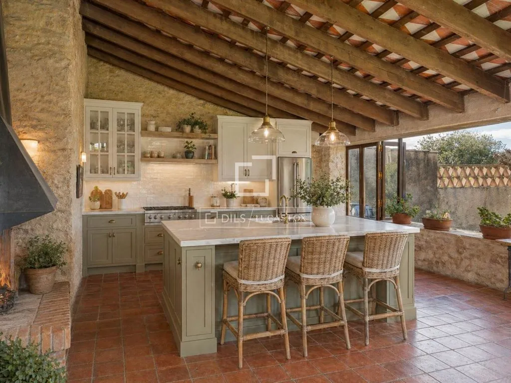 Kitchen - Traditional Stone Cottage with Pool in Bàscara