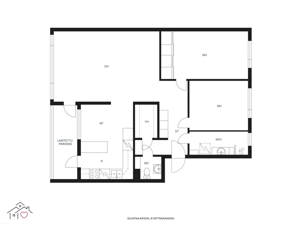 Floor Plan - Flat with Glazed Balcony in Riutoja