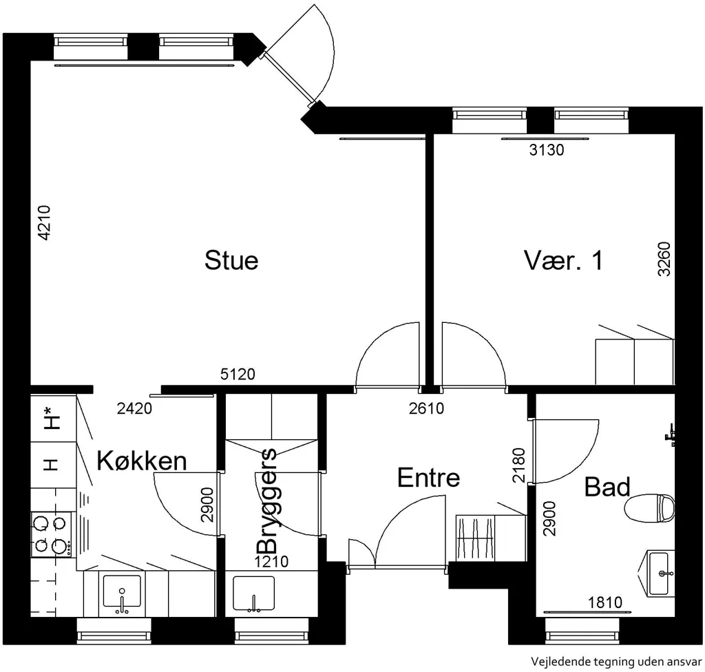 Plaan - Two-Bedroom Flat in Viborg