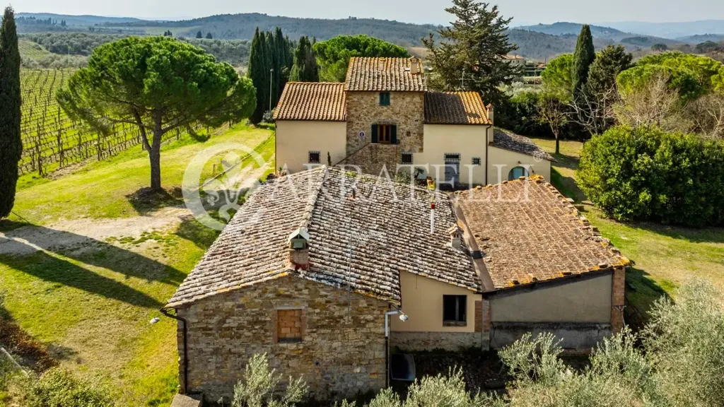 Vue aérienne - Vineyard Estate with Casale in Chianti