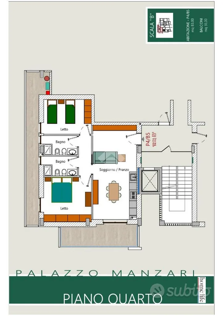 Plan - Newly Constructed Apartment with Balcony in Casamassima
