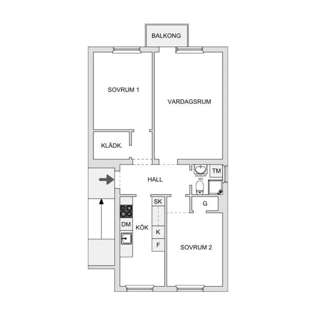 Planimetria - Apartment with Balcony in Skillingaryd