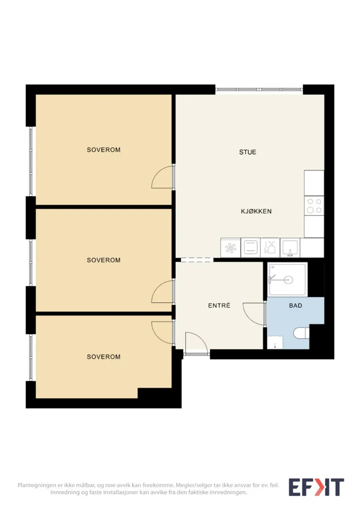 Plan - Modernised Corner Flat with Central Location in Oslo