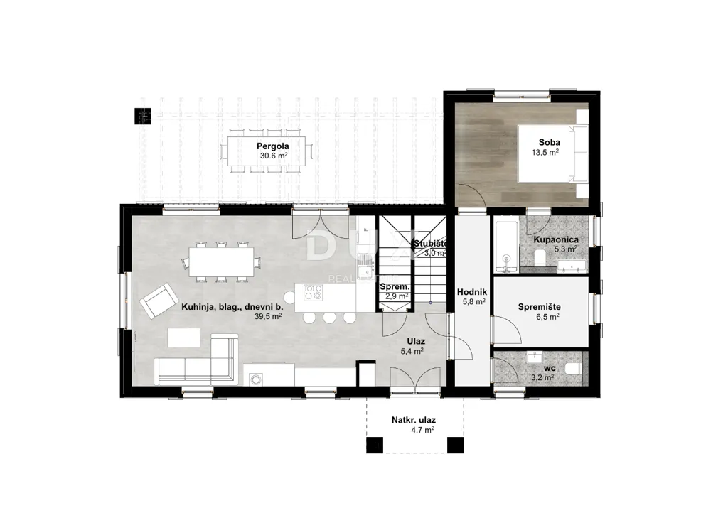 Planimetria - Plot with Modern House Design in Višnjan, Istra