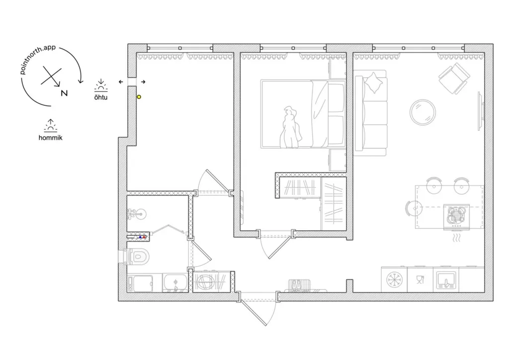 Plan - Scandi-Style Flat with Garden View in Mustamäe