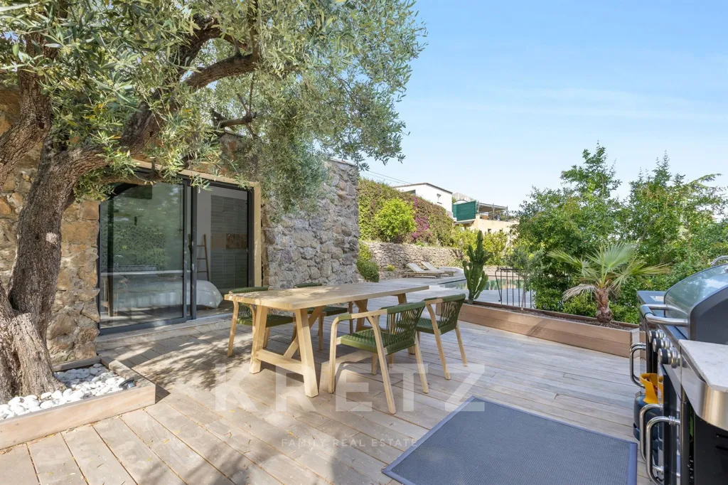 Terrasse - Villa Rénovée avec Vue Mer à Vallauris