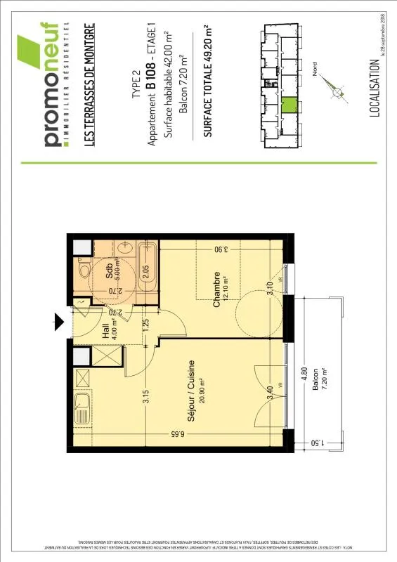 Plan - Appartement T2 avec Balcon au Centre-ville de Lens