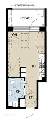 Plan - Modern Studio with Balcony in Espoo Olari