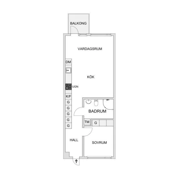 Floor Plan - Modern Flat with Balcony in Almedal