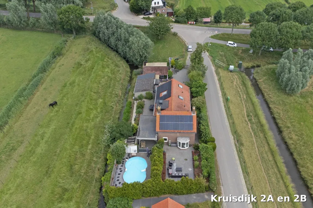 Aerial - Semi-Detached House with Polder View in Strijen