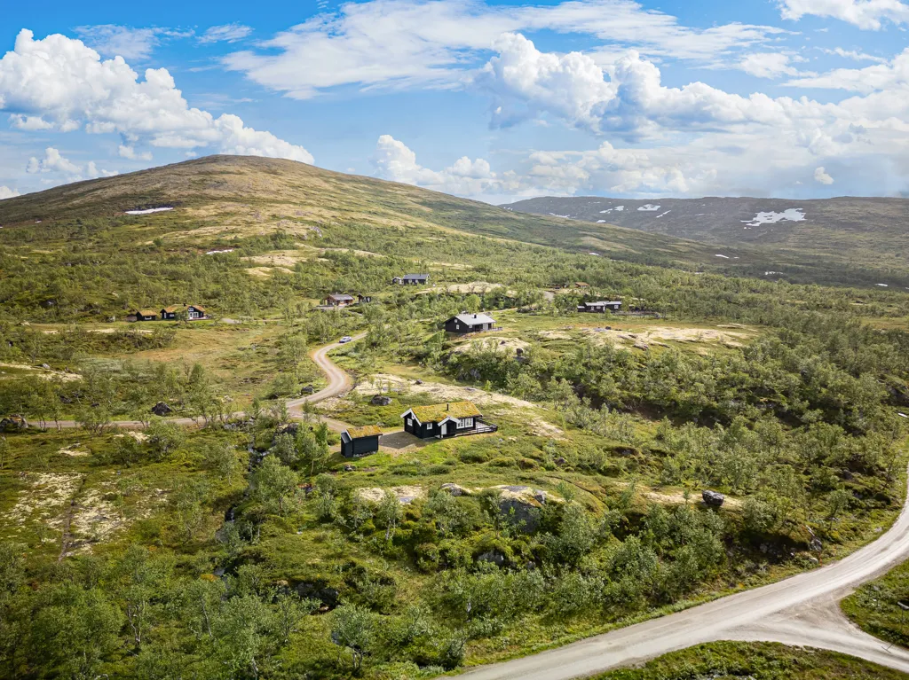 Vue aérienne - Traditional Timber Cabin with Mountain Views in Ålen