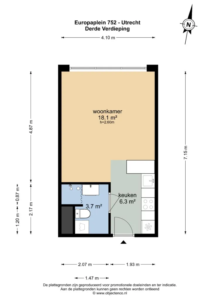 Plan - Studio Flat with Canal View in Utrecht