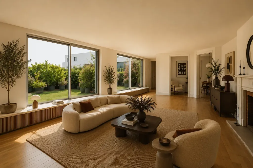 Living Room - Penthouse with Eiffel Tower View in Paris 75116