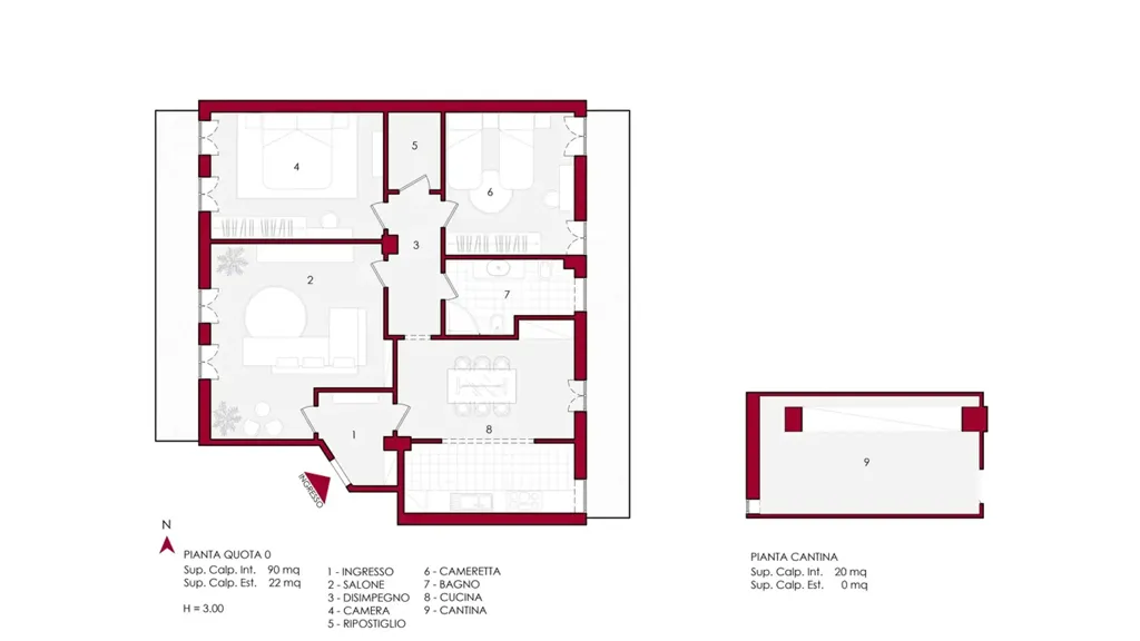 Plan - Apartment with Balcony in Fuorigrotta, Naples