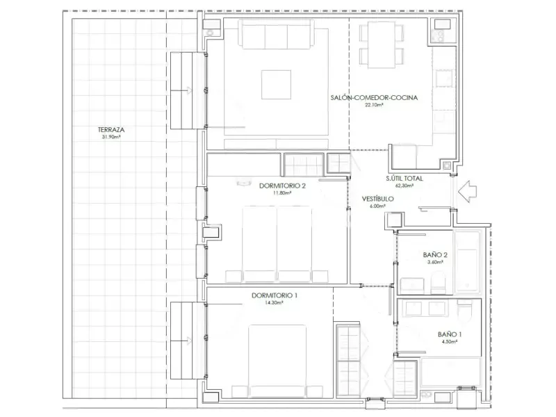 Plan - New Flat with Terrace in Marchamalo